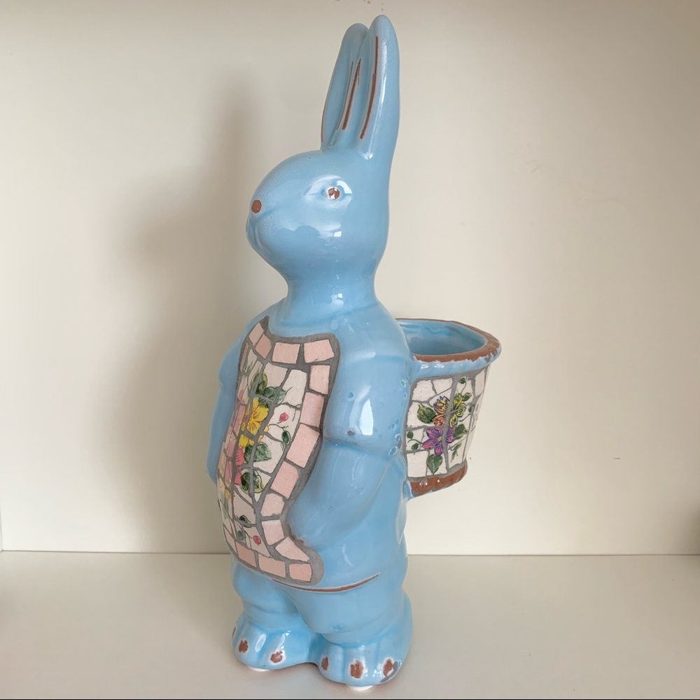 vintage Mosaic ceramic bunny planter - Picture 1 of 17